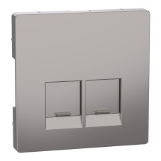 Лицевая панель 2-местной розетки никель Schneider Electric Merten D-Life, MEG4572-6050