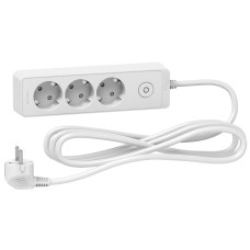 Подовжувач з заземленням 3 гнізда 3 м білий Schneider Electric Unica Extend