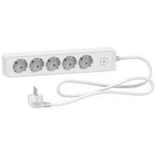 Подовжувач з заземленням 5 гнізд 1,5 м білий Schneider Electric Unica Extend