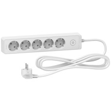 Подовжувач з заземленням 5 гнізд 3 м білий Schneider Electric Unica Extend