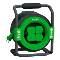 Удлинитель на катушке с заземлением IP44 4 гнезда 25 м чёрный Schneider Electric Classic