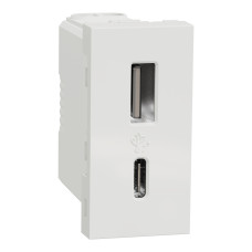 Розетка 1-місна з USB 2.0 05А прихована біла Schneider Electric Unica New, NU301618