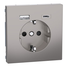 Розетка 1-місна з заземленням нікель Schneider Electric Merten D-Life
