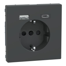 Розетка 1-місна з заземленням антрацит Schneider Electric Merten D-Life, MEG2367-6034