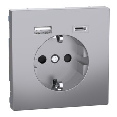 Розетка с заземлением нержавеющая сталь Schneider Electric Merten D-Life, MEG2367-6036