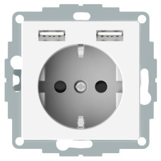 Розетка 1-місна з заземленням з USB 4А прихована біла Schneider Electric Merten System M