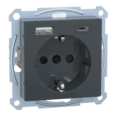 Розетка 1-місна з заземленням антрацит Schneider Electric Merten System M