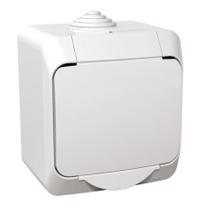 Розетка 1-местная с заземлением 16А IP44 накладная белая Schneider Electric Cedar Plus