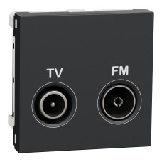 Розетка TV 2-модульна антрацит Schneider Electric Unica New, NU345254