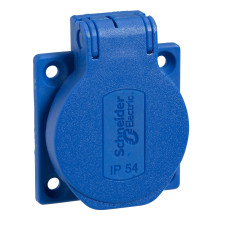 Розетка силовая 50×50 мм 16А 250В IP54 синяя Schneider Electric Mureva, PKS52B