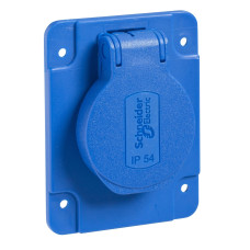 Розетка силовая 65×85 мм 16А 250В IP54 синяя Schneider Electric Mureva, PKS62B