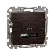 Розетка 2-местная с USB Type-A + Type-C венге Schneider Electric Sedna Design & Elements
