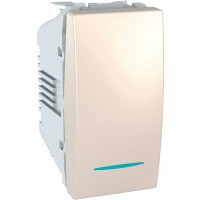 Вимикач 1-клавішний прохідний з підсвічуванням слонова кістка Schneider Electric Unica