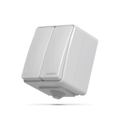 Выключатель 2-клавишный IP65 накладной серый Videx BINERA