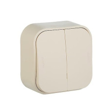 Выключатель 2-клавишный IP20 накладной слоновая кость Legrand Forix