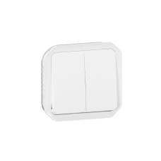 Выключатель 2-клавишный проходной 10А IP55 скрытый белый Legrand Plexo