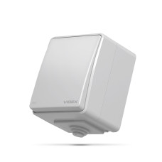 Выключатель 1-клавишный IP65 накладной серый Videx BINERA