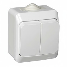 Выключатель 2-клавишный IP44 накладной белый Schneider Electric Etude