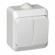Вимикач 2-клавішний IP44 накладний білий Schneider Electric Etude
