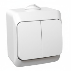 Выключатель 2-клавишный IP44 накладной белый Schneider Electric