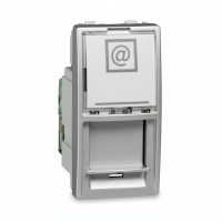 Розетка комп'ютерна Cat.5e UTP 1-модульна прихована алюміній Schneider Electric Unica