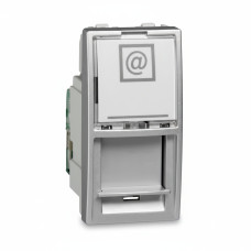Розетка комп'ютерна Cat.5e UTP 1-модульна прихована алюміній Schneider Electric Unica