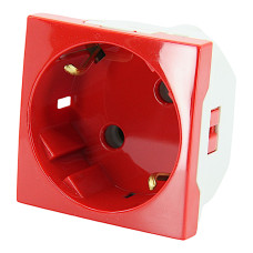 Розетка 1-місна Schuko з заземленням зі шторками IP20 червона DKC In-Liner Classic