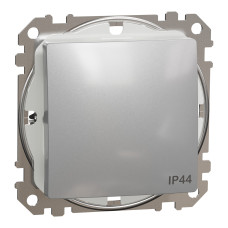 Выключатель 1-клавишный IP44 скрытый алюминий Schneider Electric Sedna Design