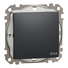 Выключатель 1-клавишный IP44 скрытый чёрный Schneider Electric Sedna Design