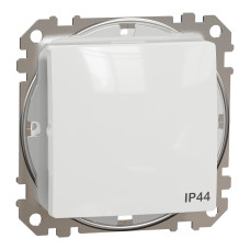 Выключатель 1-клавишный перекрёстный IP44 скрытый белый Schneider Electric Sedna Design
