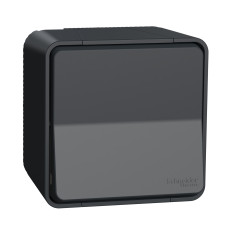Выключатель 1-клавишный перекрёстный 10А IP55 накладной чёрный Schneider Electric Mureva S