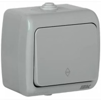 Выключатель 1-клавишный проходной IP54 накладной серый IEK Aquatic