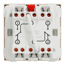 Выключатель 2-клавишный проходной скрытый слоновая кость Schneider Electric Unica New