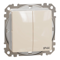 Выключатель 2-клавишный IP44 скрытый бежевый Schneider Electric Sedna Design