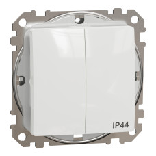 Выключатель 2-клавишный IP44 скрытый белый Schneider Electric Sedna Design