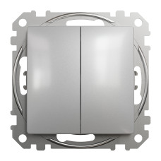 Кнопка 2-кнопочная 10А скрытая алюминий Schneider Electric Sedna Design & Elements