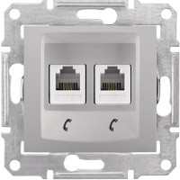 Розетка 2-местная телефонная скрытая алюминий Schneider Electric Sedna