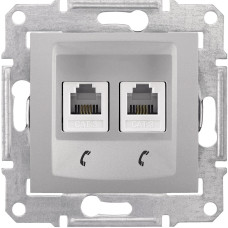 Розетка 2-местная телефонная скрытая алюминий Schneider Electric Sedna