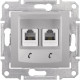Розетка 2-местная телефонная скрытая алюминий Schneider Electric Sedna