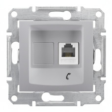 Розетка телефонная скрытая алюминий Schneider Electric Sedna