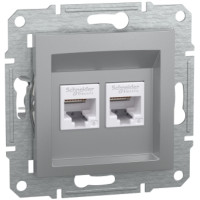 Розетка 2-местная компьютерная скрытая алюминий Schneider Electric Asfora, EPH4800161