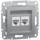 Розетка 2-местная компьютерная скрытая алюминий Schneider Electric Asfora, EPH4800161