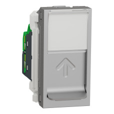 Розетка комп'ютерна Cat.5e UTP 1-модульна прихована алюміній Schneider Electric Unica New