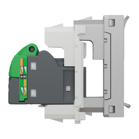 Розетка компьютерная Cat.5e UTP 1-модульная скрытая алюминий Schneider Electric Unica New