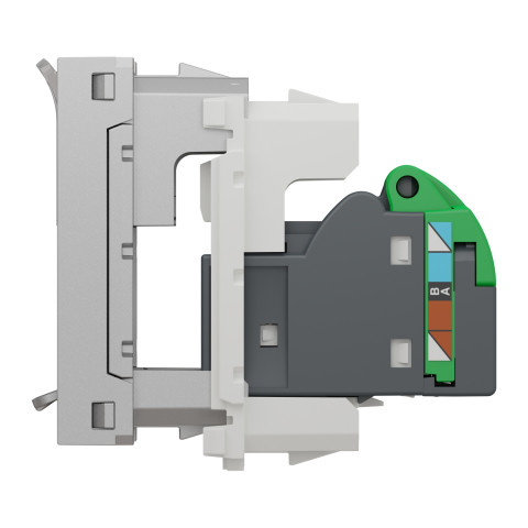 Розетка компьютерная Cat.5e UTP 1-модульная скрытая алюминий Schneider Electric Unica New