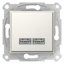 Розетка 2-местная с USB скрытая слоновая кость Schneider Electric Sedna