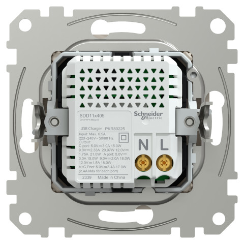 Розетка 2-местная с USB Type-A + Type-C 21 Вт бежевая Schneider Electric Sedna Design
