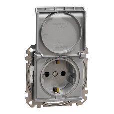 Розетка 1-місна з заземленням IP44 алюміній Schneider Electric Sedna Design