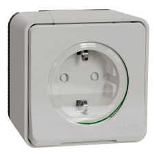 Розетка 1-местная с заземлением IP55 белая Schneider Electric Mureva S, MUR39034