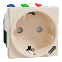 Розетка 1-местная с заземлением слоновая кость Schneider Electric Unica New, NU301744